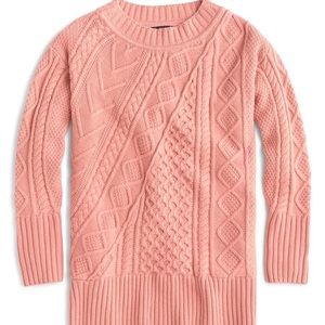 Oversized Patch Work Cable Knit Tunic Sweater